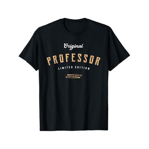 T-shirt Professeur Drôle Édition Limitée - Noir avec Impression PROFESSOR Dorée, Col Rond Décontracté, Manches Courtes, Coupe Standard, Parfait pour Adultes, Vêtement Toutes Saisons, T-shirt Décontracté Graphique Audacieux Tissu Non Extensible