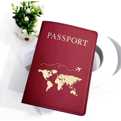 Protège-Passeport en Similicuir PU avec Motif Carte – Porte-Passeport Élégant et Léger pour Homme et Femme – Accessoire de Voyage