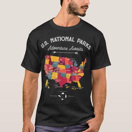 T-shirt 62 Parcs nationaux Carte Cadeaux Parc US Vintage
