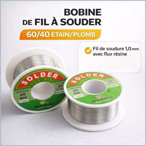 Fil à souder 6040 étain plomb 10mm avec flux résine bobine électronique réparation