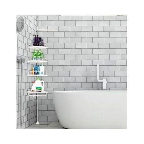 Étagère d'angle - Coin Douche - 4 niveaux - Métal - Antidérapante - Réglable en hauteur