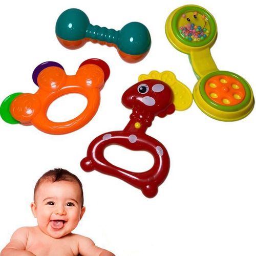 Set de Hochets Colorés pour Bébés – Jouets d'Éveil Sensoriel 4pcs