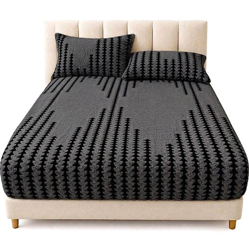 Ensemble Drap Housse Polaire Cationique Épaisse 200x160 cm + 2 Taies d’Oreiller – 3 Pièces Chaudes et Douces