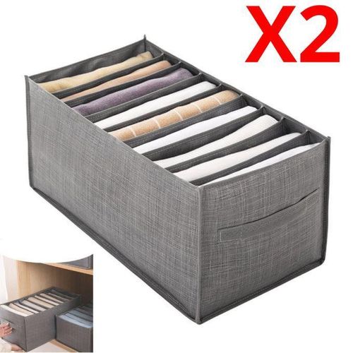 Offre RamadanLot de 2 Boîtes de Rangement Pour Vêtements,Idéal pour Organiser Tiroirs,Organisateur de vêtements pliable,Jeans,Pantalons,Sous-Vêtements,Soutien-Gorge,Chaussettes,