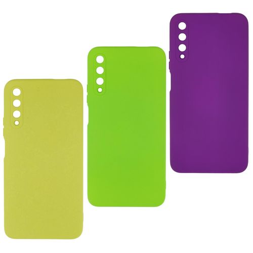 Pack 3 Pochettes silicone pour Huawei Y9S Violet foncé - Vert clair - Jaune