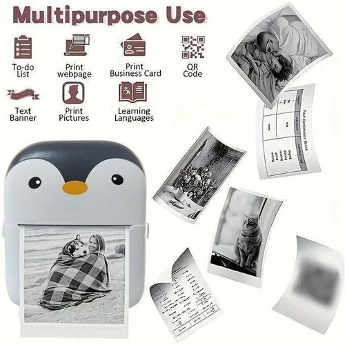 Mini-imprimantes pour enfants de haute qualité avec une impression claire, Portable Rechargeable Mini Penguin Shape Printer O