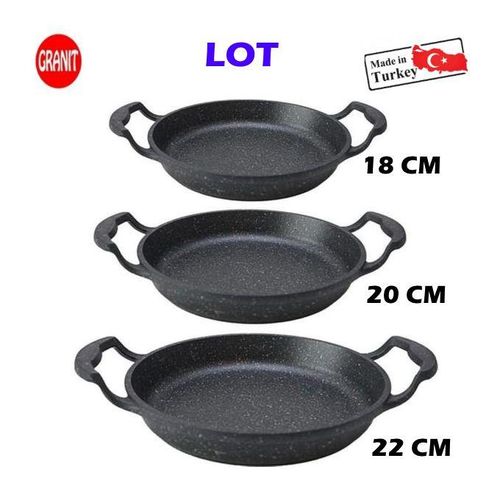 Lot de 3 plaques en fonte d'aluminium avec revêtement en granit