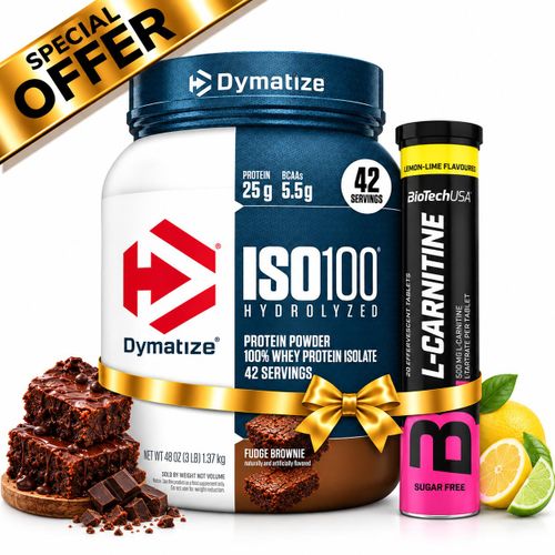 Pack Définition - ISO100 Hydrolysé 1.37 kg Fudge Brownie + L-Carnitine Lemon Lime 20 Tabs
