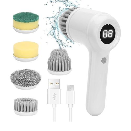 Brosse Électrique de Nettoyage 3-en-1 Rechargeable USB – Rotation 360° avec 3 Têtes Interchangeables