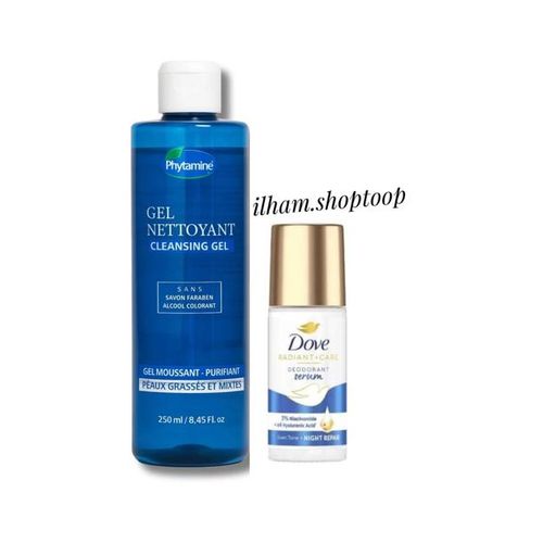 Gel Nettoyant Purifiant (250ml)+Dove Deodorant Roll-on, 3% Niacinamide,X4 Hyaluronic Acid(45ml)