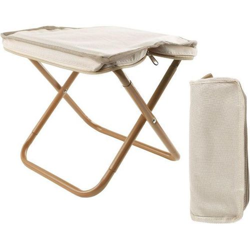 Tabouret Pliant Compact et Solide – Siège Portable pour Randonnée, Pêche et Plage, Beige