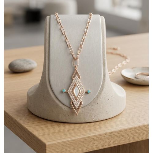 chaine losange de luxe en argent 925 - Rose