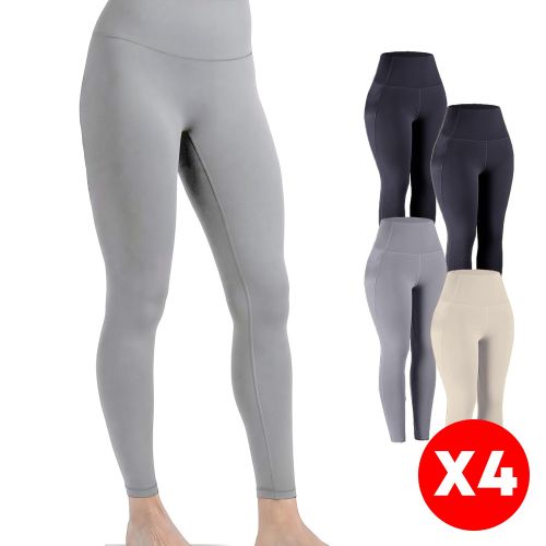 Pack De 4 Legging 2Noir+Gris+Biege Confortable pour Femme Sous-vêtements Maison