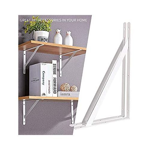 Lot de 2 équerres robustes pour étagère flottante de 30/21 cm (blanc).