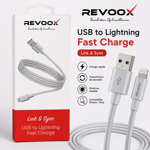 Câble USB vers Lightning – Fast Charge – Link & Sync – Compatible iPhone / iPad