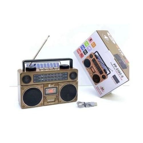 Radio solaire rétro 3 bandes et enceinte Bluetooth sans fil FM, AM, SW, port USB, lecteur de carte mémoire