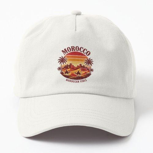 Morocco Vintage Retro Sunset T-Shirt - Moroccan Desert Camel Vibes Casquette blanc avec design unique