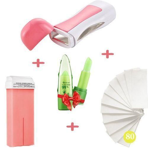 Appareil Chauffe Cire cartouche rose 100 Bandes paper Cadeau