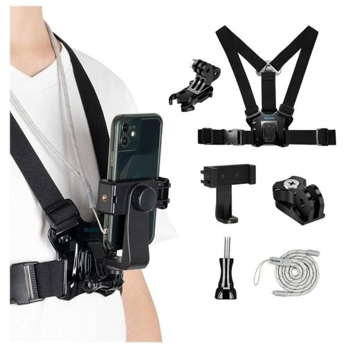 Support de Téléphone et GoPro, Réglable avec Sangle Pectorale de Tête