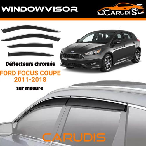Déflecteurs d'air noirs chromés pour Ford Focus III sur mesure (4 pièces) - Installation adhésive 3M