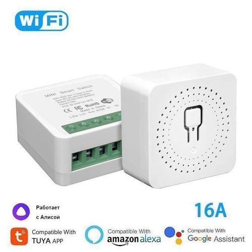 Mini interrupteur intelligent TUYA Home Lights DIY Contrôle bidirectionnel Temporisation 16A Marche avec Yandex Alice, Alexa, Assistant Google APPLICATION SmartLife