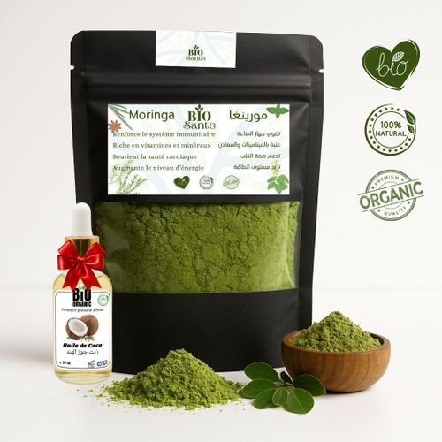 Superfood Moringa 500g Santé et Bien-être + huile de Coco 30ml gratuit