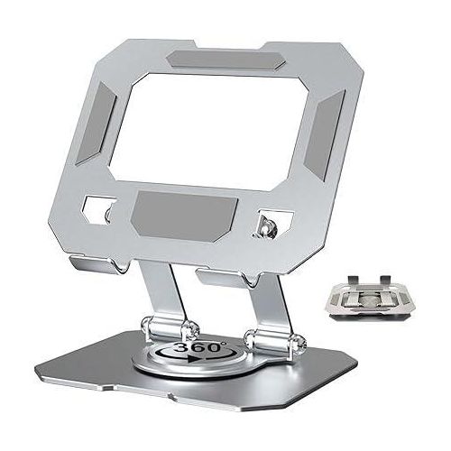 حامل تابلت وهاتف مكتبي دوران 360 درجة من المعدن – قاعدة موبايل وتابلت قابلة للطي ومضادة للانزلاق لأجهزة 4 إلى 13 بوصة – مناسب للآيباد والهواتف لمشاهدة الفيديو والعمل