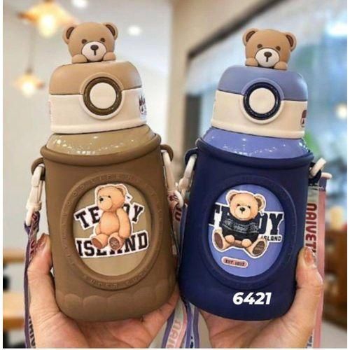 Tasse thermos pour enfants en acier inoxydable – Bouteille isotherme ours avec double couvercle – grande capacité, qualité alimentaire