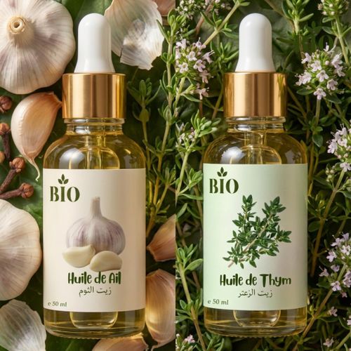Huile de ail 50 ml et Huile de thym 50 ml cosmétique naturel organic