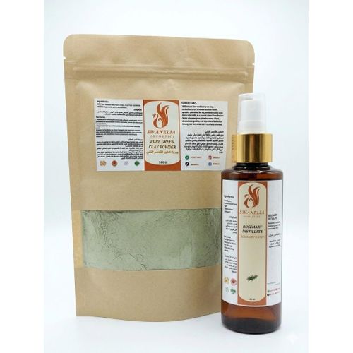 Pack Purifiant et Tonifiant Swanelia - Argile Verte Naturelle 500g et Hydrolat de Romarin 130ml