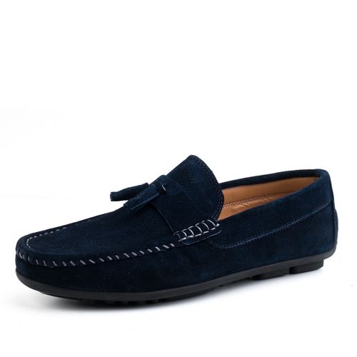 Mocassins D'Urbano en cuir Daim avec Glands - Bleu.