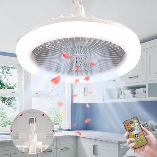 Ventilateur de plafond intelligent 3 en 1 avec télécommande, lampe d'éclairage, Base de convertisseur E27, Base d'éclairage 85-265V pour chambre à coucher et salon