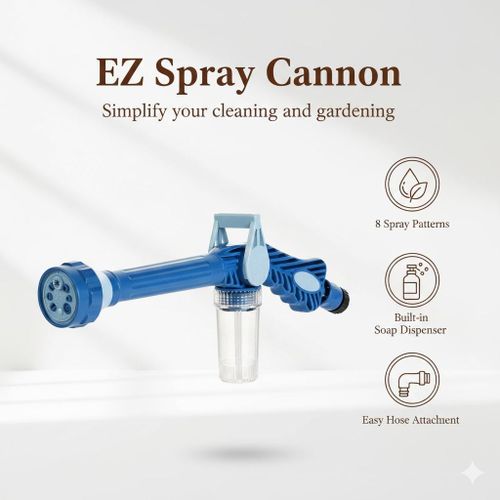 EZ Jet canon eau, pistolet arrosage 8 en 1, pulvérisateur jardin, lave voiture tuyau, pistolet jet turbo, accessoire arrosage, nettoyage extérieur