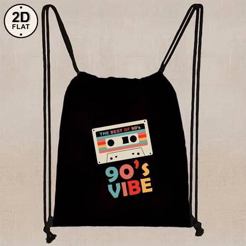 Poche à Cordon Noir Motif Années 80, Matière Douce et Portable, Idéale pour Vacances, Fitness, Shopping, Sport et Yoga – Cadeau Parfait pour l'Ami(e) en Printemps/Été