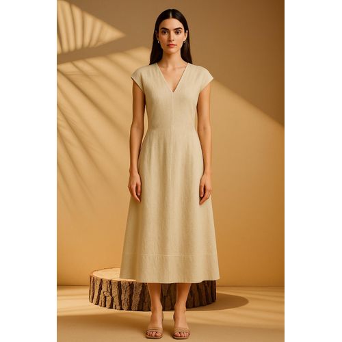 فستان بيج طويل مستقيم من الصين