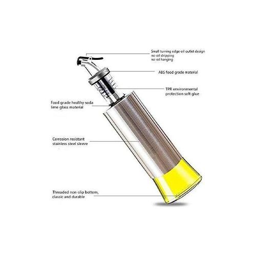 Bouteille distributeur d'huile et de vinaigre en verre revêtu d'acier inoxydable