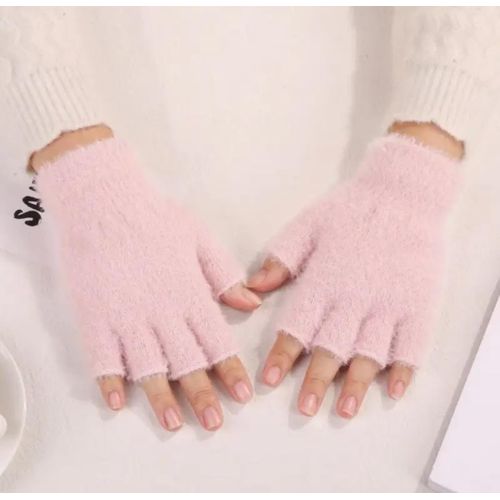 قفازات بدون أصابع من الفرو الصناعي بأسلوب مريح