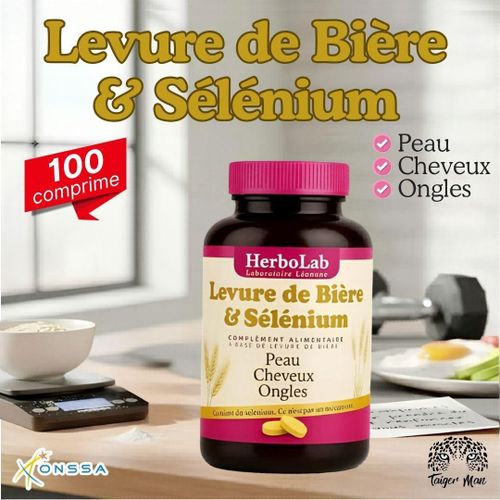 Comprimés de Levure de Bière & Sélénium 100 Capsules Pour prendre du poids et renforcer vos muscles - Favorise la santé des cheveux, de la peau et des ongles, Poids, source de protéines et vitamines du complexe.