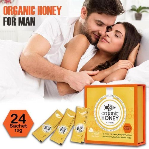 ORGANlC HONEY - Aliments pour la sante sexuelle des hommes Herbes pures, de miel royal personnalise - Grand pack de 24 sachets