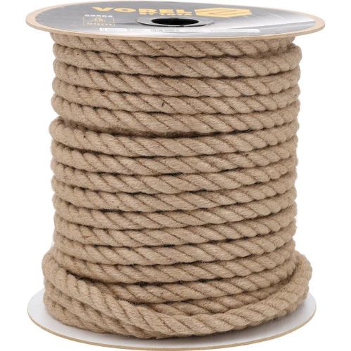 Corde de Jute Naturelle 18mm Épaisse (50m) – Diamètre Idéal pour Décoration, Garde-Corps Escalier, Aménagement Jardin, CrossFit & Artisanat Handmade