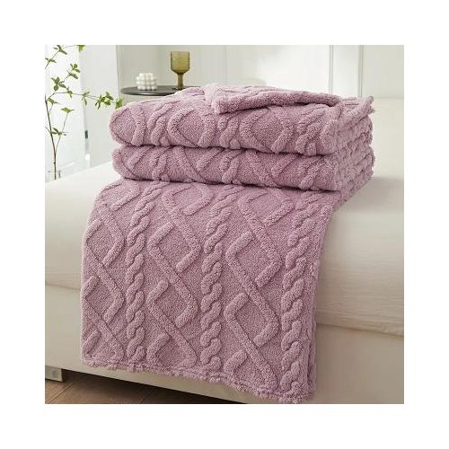 Couverture polaire Sherpa moelleuse douce et chaude pour lit et canap 230x210