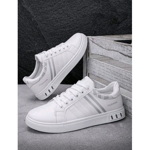 Baskets Blanches Homme – Chaussures Légères Antidérapantes à Lacets Sport & Extérieur