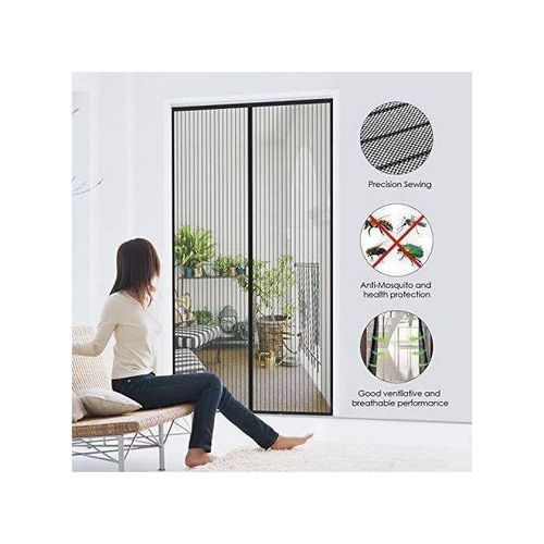 Moustiquaire Magnétique pour Porte 100x210cm – Anti-Moustiques et Insectes – Fermeture Automatique Aimantée – Installation Facile sans Outils