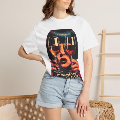 T-shirt L'esprit Bon Vivant model 1:Unisexe en 100% Coton blanc