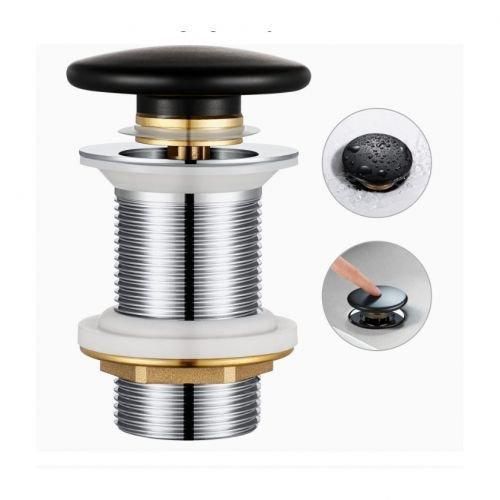 Siphon lavabo poussoir noir - Vidange lavabo - Bonde poussoir vasque