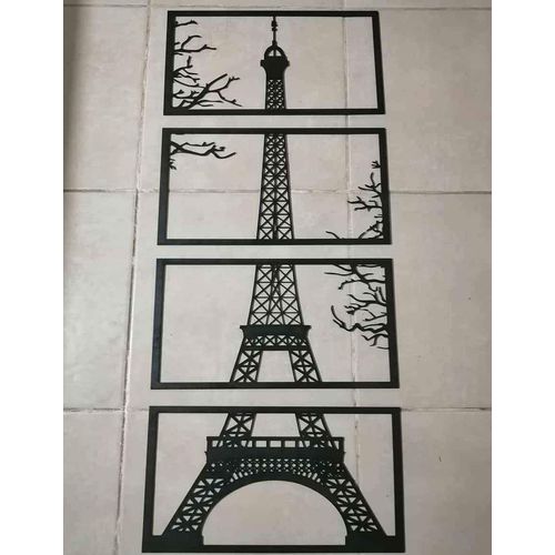 Tableau Mural Tour Eiffel en 4 Pièces – Décoration Murale en Bois