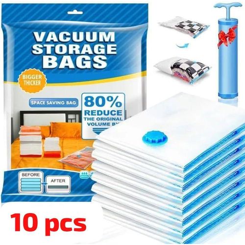 Lot de 10 Sacs Sous Vide avec Pompe – Housses de Compression pour Vêtements & Voyage