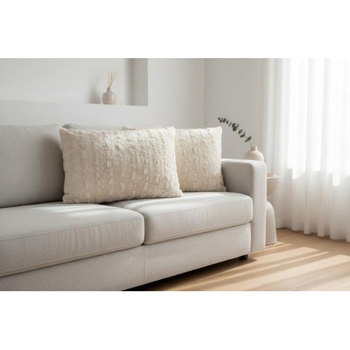 Lot de 2 Coussins Décoratifs Doux 50x70cm Beige Fausse Fourrure - Confort et Élégance pour Votre Intérieur et Canapé
