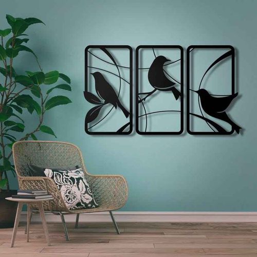3Pcs Tableau Décoratif des oiseaux black Très moderne, High Qualité