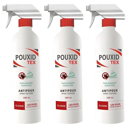 Lot de 3 - Spray Antipoux Textiles - Élimine les poux et leurs œufs - À base d'huile essentielle d'arbre à thé - 480 ml